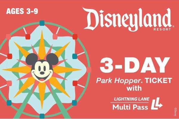 Disneyland 3-Day Park Hopper Ticket with Lightning Lane Multi Pass $576 (Ages 3-9)