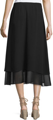 Eileen Fisher Washable Layered-Hem Skirt