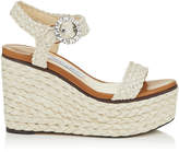 NYLAH 100 Natural Raffia Wedge Sandals with Crystal Buckle