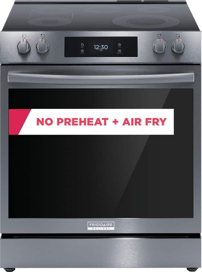 Gallery 30 in. 6.2 cu. ft. 5 Burner Element Slide-In Electric Range w/ Total Convection & Air Fry, Black Stainless Steel