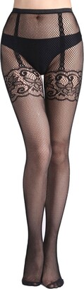 Stems Fishnet Tights with Faux Garters