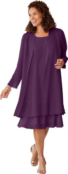 Woman Within WomanWithinPetite2-PieceJacketDress-22WEggplant