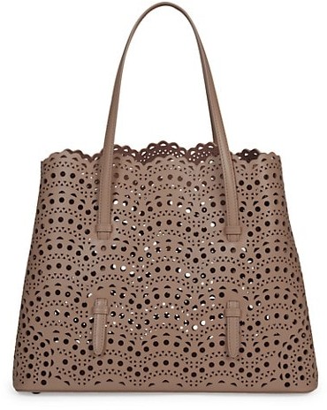 perforated leather tote