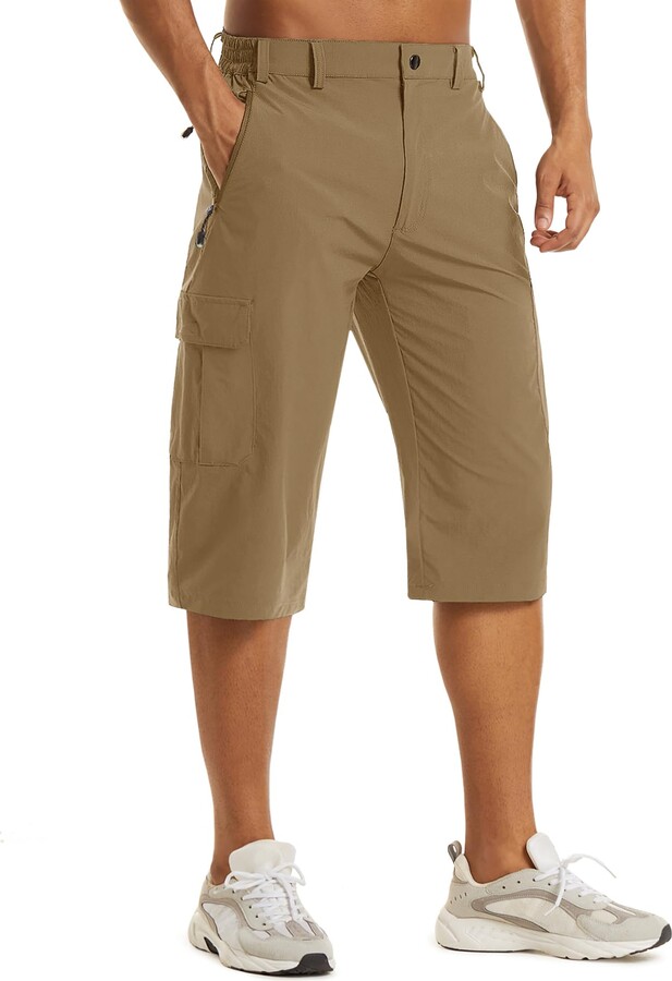 Flyf mens twill cargo shorts 34 length combat camo shorts summer