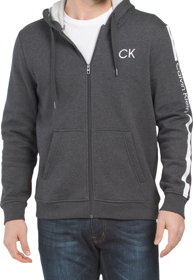 Calvin Klein Long Sleeve Logo Front Zip Hoodie - ShopStyle
