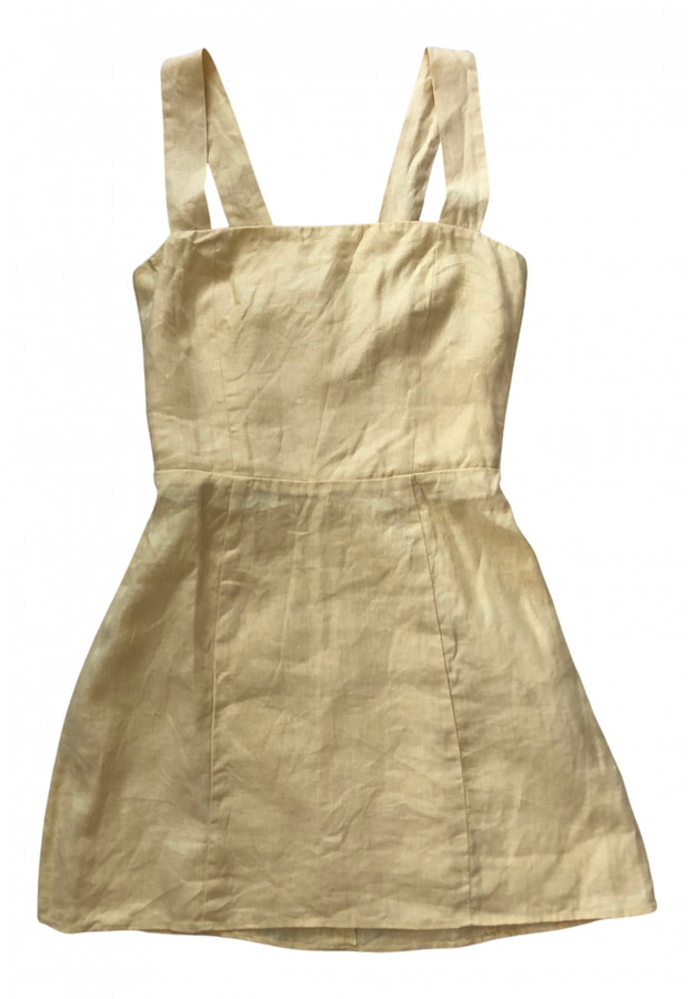 reformation yellow linen dress