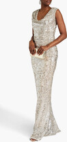 Thumbnail for your product : Reem Acra Draped sequined tulle gown