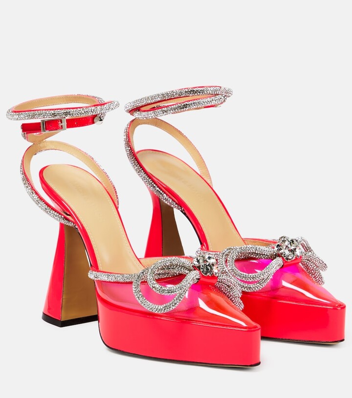 MACH & MACH Double bow crystal-embellished platform sandals - ShopStyle