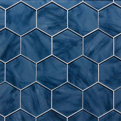Tile & Top 6-In Hexagon Blue 12-In X 12-In Inkjet Glass Mosaic Wall Tile(1-Sq. Ft/ Piece)