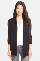 Thumbnail for your product : Vince Camuto Sheer Sleeve Open Front Cardigan (Regular & Petite)
