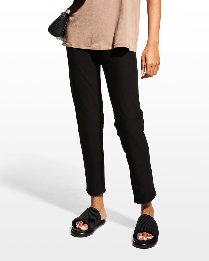 Eileen Fisher Petite High-Waist Stretch Crepe Slim Ankle Pants - ShopStyle