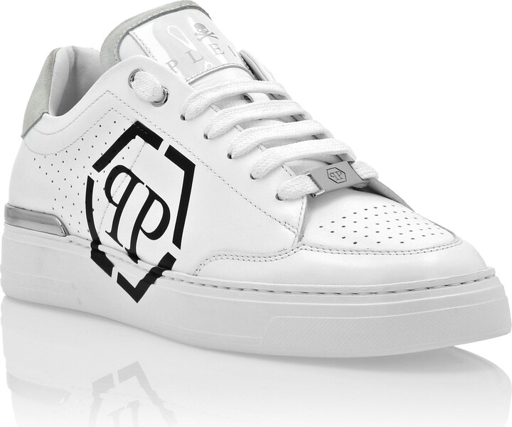Philipp Plein Lo-Top Leather Sneakers Hexagon