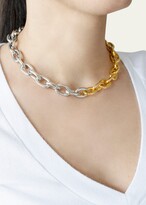 Thumbnail for your product : Ben-Amun Two-Tone Link Necklace with Logo, 16"L