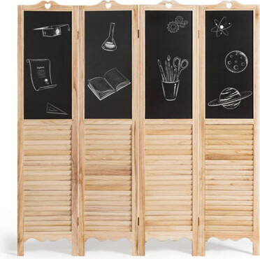 Red Barrel Studio 4-Panel Folding Privacy Room Divider Screen With Chalkboard