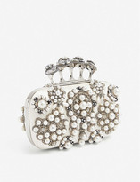 Thumbnail for your product : Alexander McQueen Jewel-embellished four-ring satin box clutch bag