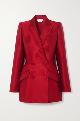 red silk blazer