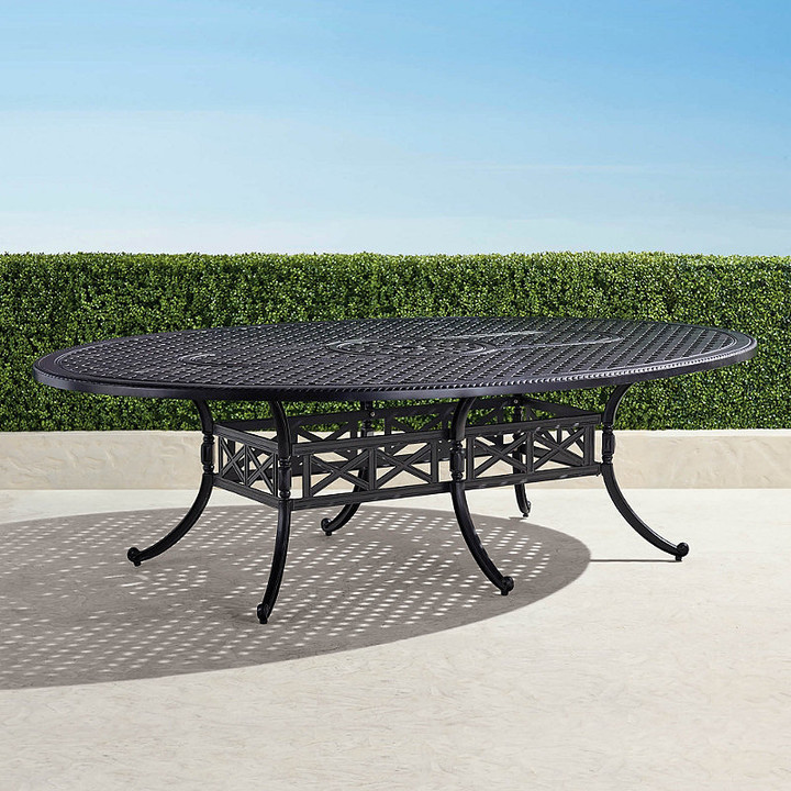 Frontgate Carlisle Oval Cast-Top Dining Table in Onyx Aluminum