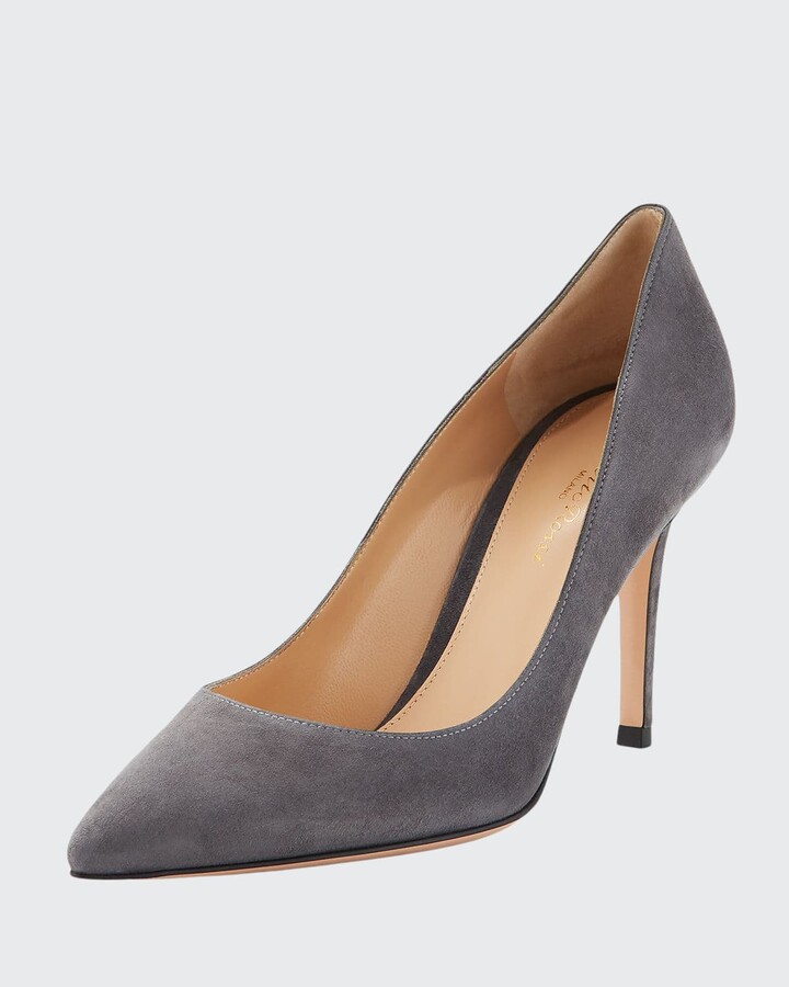 gray suede heels