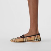 Thumbnail for your product : Burberry Logo Detail Vintage Check Cotton Ballerinas