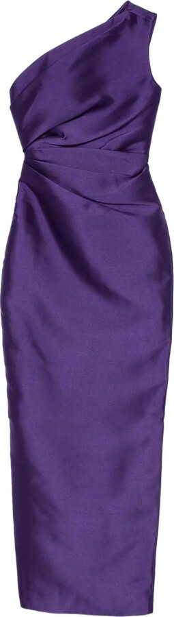 SOLACE London One-Shoulder Draped-Bodice Dress