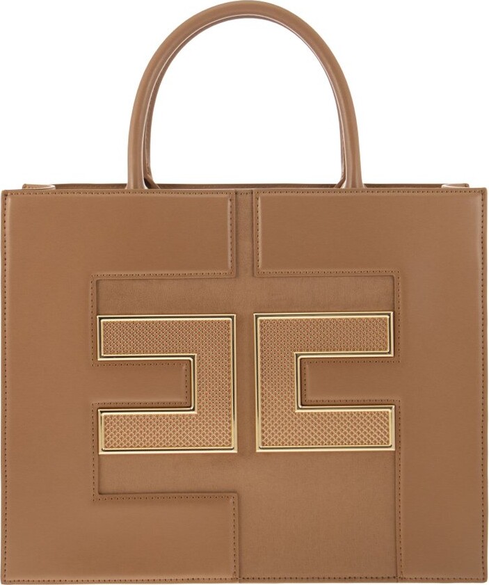 Elisabetta Franchi Medium Logo-Plaque Top Handle Bag - ShopStyle