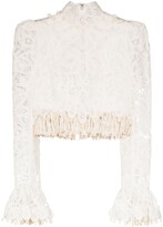 Thumbnail for your product : Zimmermann Cropped Fringed Lace Blouse