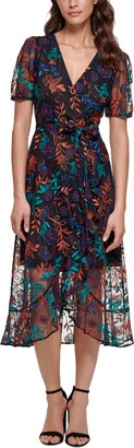 Kensie Women's Multi-Color Tie-Waist Embroidered Dress