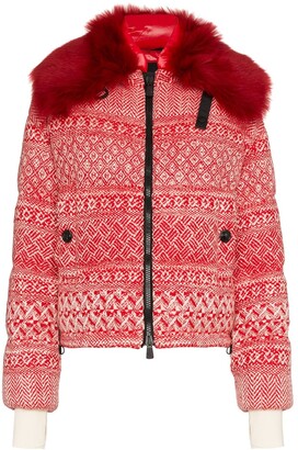 red moncler fur hood