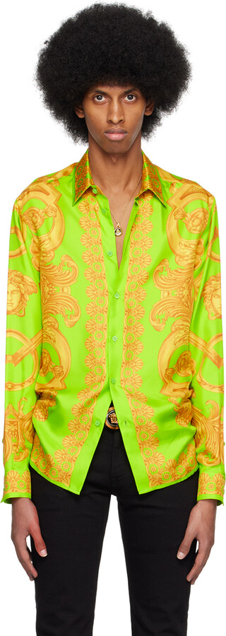 Versace Green & Yellow Barocco 660 Shirt - ShopStyle