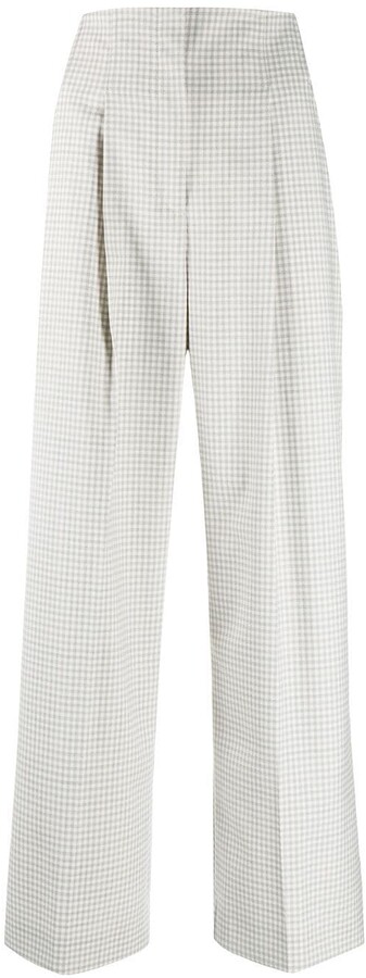 womens high waisted checked trousers
