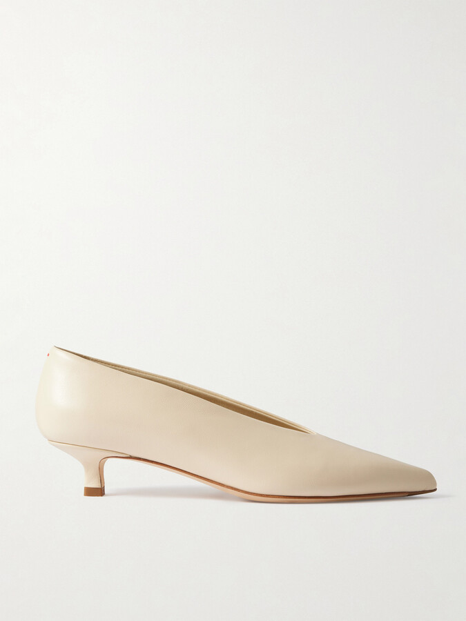 AEYDĒ Clara Leather Pumps - Cream