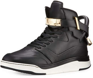 Buscemi B Court Leather High-Top Sneaker