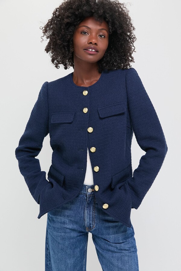 Navy Tweed Jacket | ShopStyle