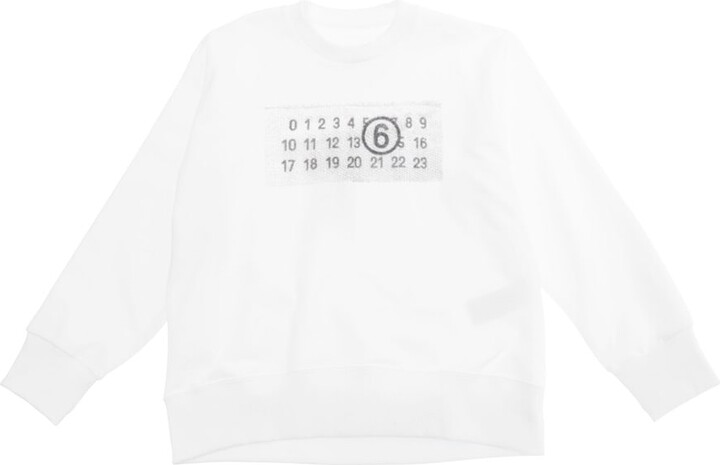 MM6 MAISON MARGIELA White Crewneck Sweatshirt With Front Logo Print In Cotton Boy