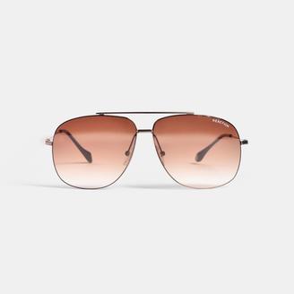 Kenneth Cole Reaction Rectangular Aviator Sunglasses With Brown Gradient Lenses