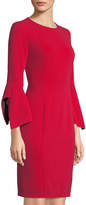 Thumbnail for your product : Taylor Bell-Sleeve Crepe Sheath Dress