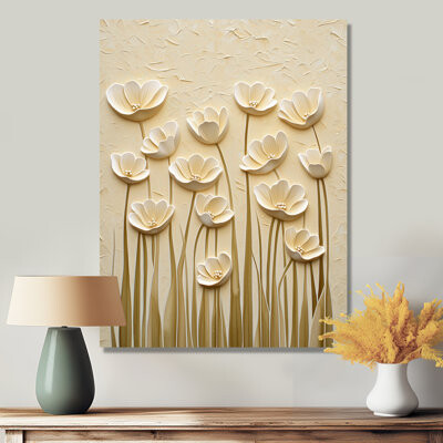 Minimal Cream Buttercup Field II - Buttercups Metal Wall Decor, Traditional Metal Print