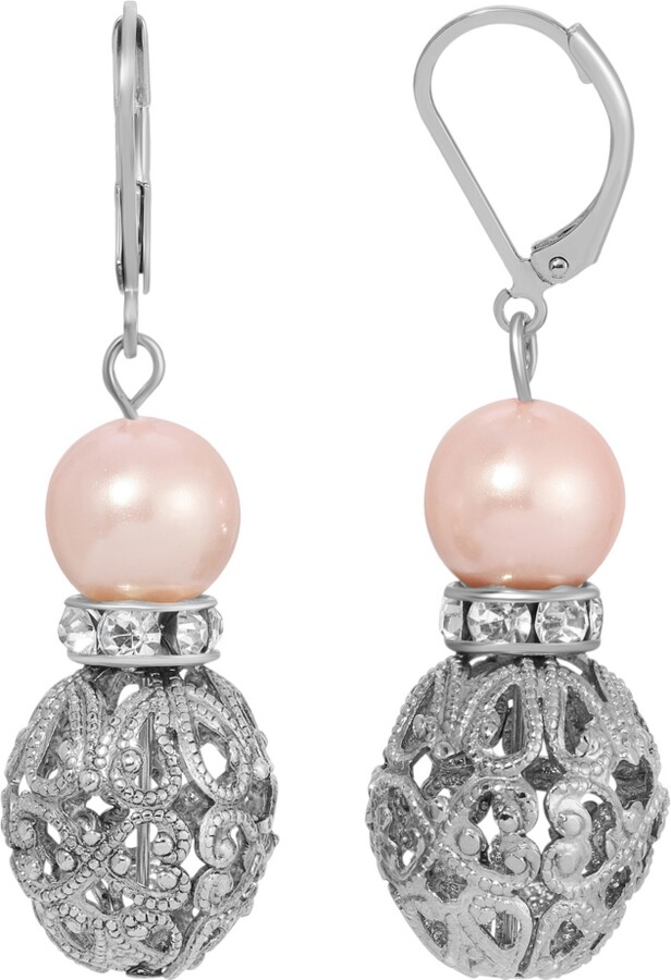 2028 Crystal Acrylic Filigree Bead Drop Earrings