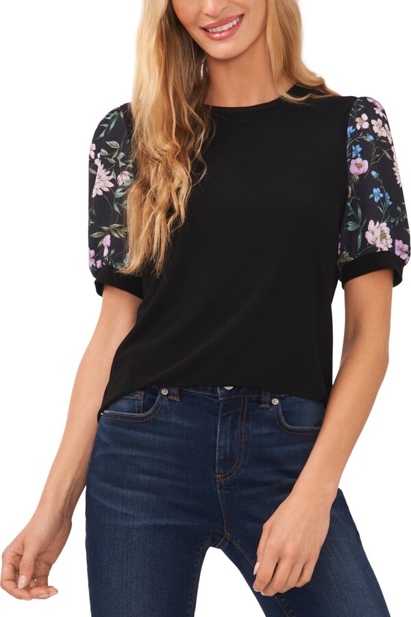 cece floral puff sleeve blouse