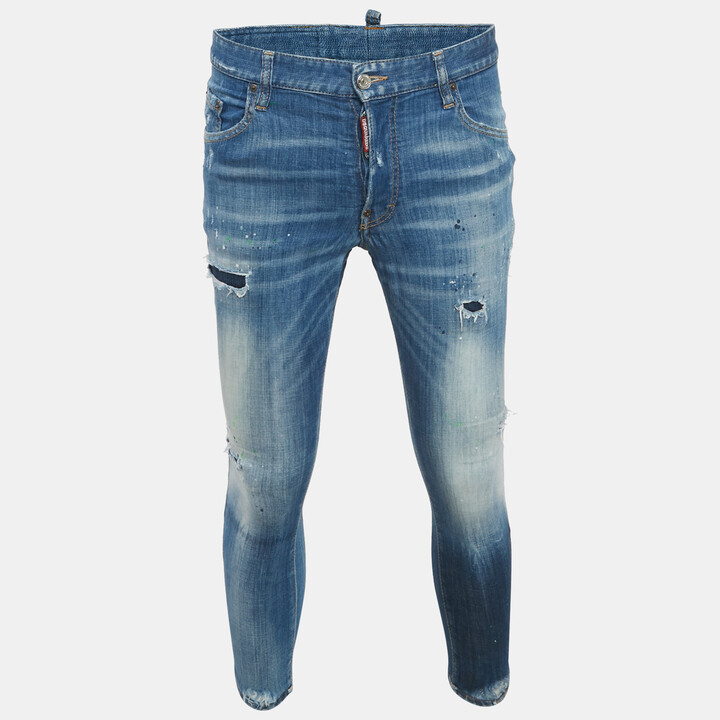 DSQUARED2 Blue Denim Distressed Slim Fit Jeans L/Waist 31\