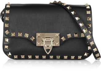 Valentino The Rockstud Leather Shoulder Bag - Black
