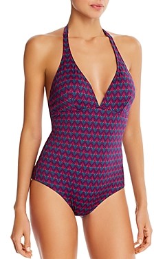 Vilebrequin Famous Perspective Fish Printed Halter One Piece Swimsuit