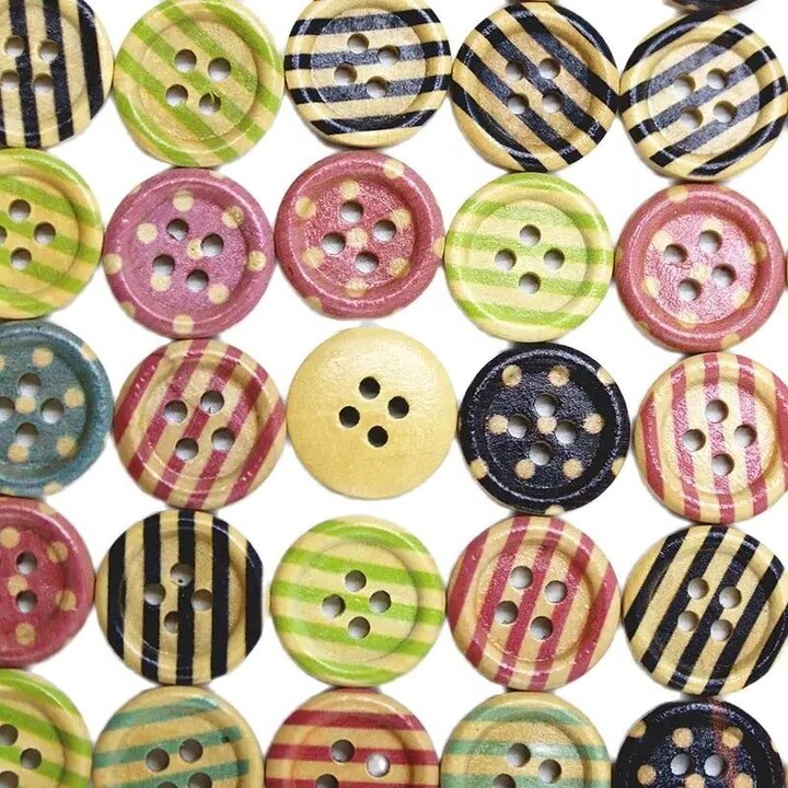 RIBBON HOUSE (100pcs/pack) 1.5cm painted circular wooden buttons clothing home textile accessories DIY handmade accessories