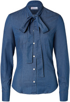 Thumbnail for your product : RED Valentino Stretch Denim Tie Neck Shirt