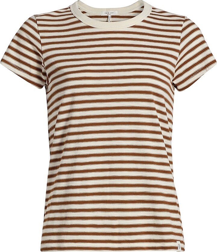 Rag & Bone Women's The Slub Stripe T-Shirt - Warm Brown - Size Small