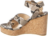 Thumbnail for your product : Jimmy Choo Aleili 100 Snake-Embossed Leather Wedge Sandal