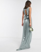 Thumbnail for your product : TFNC Tall bridesmaid cowl neck bow back maxi dress dress in sage