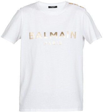 Balmain Metallic Effect Logo T-Shirt