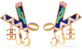 Versace - Gold-tone Enamel Earrings - Blue