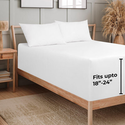 Royale Linens Extra Deep Pocket Only | Size Deep Pocket | Fits 18 inch to 24 inch Thick Mattress | Soft & Breathable Elastic Sheets